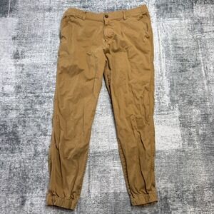 Bear Bottom Pants Mens XL Brown Chino Jogger Elastic Waist Tapered Stretch 34x29